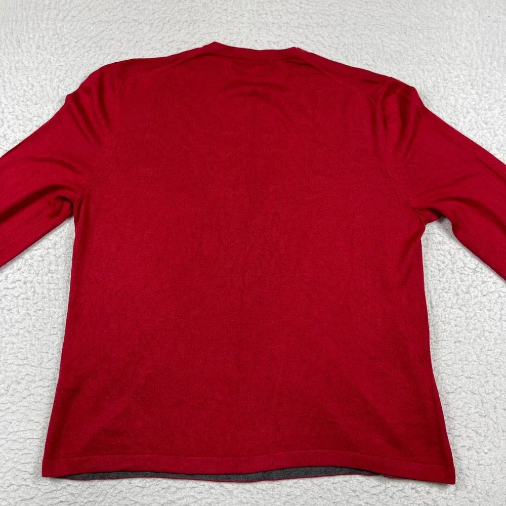 Banana Republic Sweater Mens XL Red Silk Cashmere Crew Neck Pullover Office‎